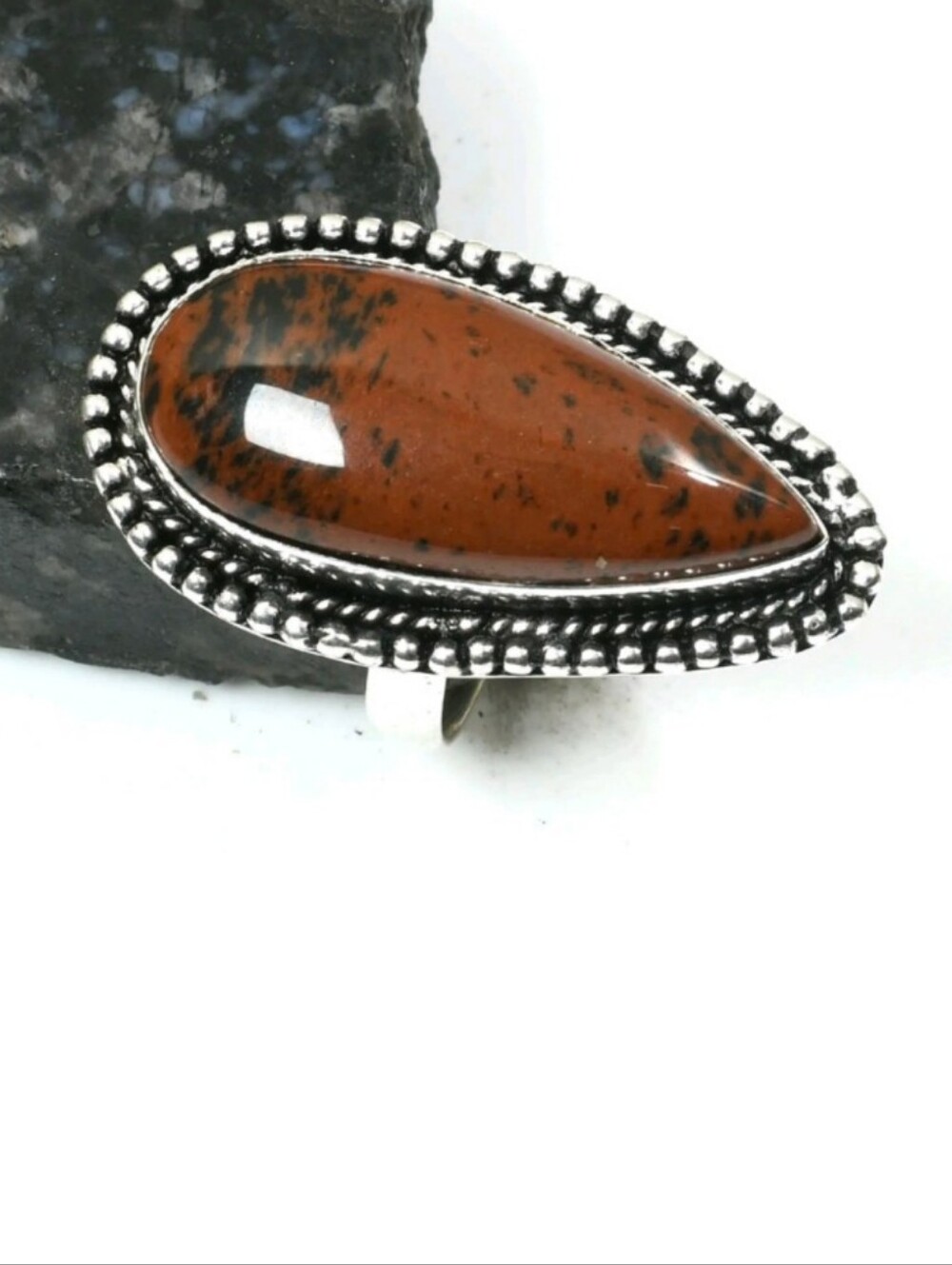 Mahogany Obsidian Gemstone Jewelry 925 Sterling Silver Handmade Ring